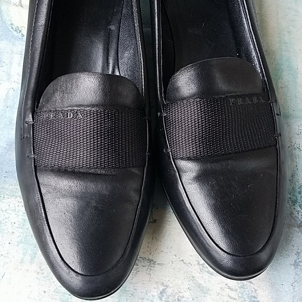 EUC Prada Leather Black Loafers Flats - Picture 2 of 7